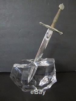 Magnificent Steuben Paper Weight With 18k And Sterling Sword