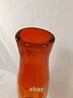 MCM Blenko Glass Floor Decanter Genie Bottle 5815L 29.5 Tangerine Wayne Husted