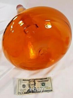 MCM Blenko Glass Floor Decanter Genie Bottle 5815L 29.5 Tangerine Wayne Husted