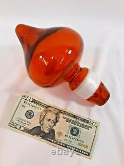 MCM Blenko Glass Floor Decanter Genie Bottle 5815L 29.5 Tangerine Wayne Husted