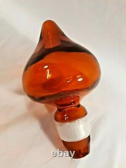 MCM Blenko Glass Floor Decanter Genie Bottle 5815L 29.5 Tangerine Wayne Husted