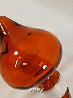 MCM Blenko Glass Floor Decanter Genie Bottle 5815L 29.5 Tangerine Wayne Husted