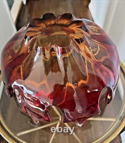 MCM Midcentury Red and Amber Murano Glass Bowl/Centerpiece, Italy