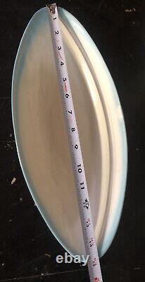 MCM Vtg CALIFORNIA Pottery Turquoise Large Console Set Bowl 2 Flamingos