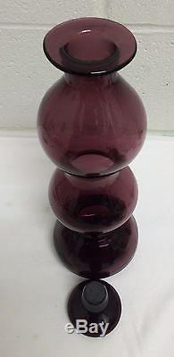 MID Century 1958 Blenko Wayne Husted Purple Mulberry Gurgle Bottle Decanter 5427