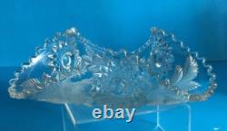 MILLERSBURG CRYSTAL HOBSTAR & FROSTED FEATHER Tri Corner Bowl Rare