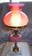 MINTYVINTAGE1950'sFENTON GLASSSTUDENT LAMPCRANBERRY OPALESCENTSPIRAL OPTIC