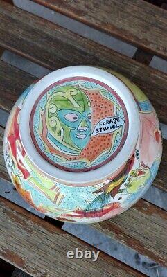 MIRIKO PATTERSON Ceramic Luchadores'' Bowl ORIGINAL RARE