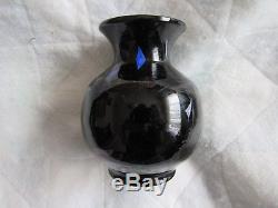 MT WASHINGTON BLACK LAVA GLASS VASE 5 1/4'' TALL Ca 1895