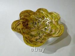 MURANO Venetian Abstract Splatter and Silver Aventurine Art Glass Bowl VINTAGE