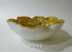 MURANO Venetian Abstract Splatter and Silver Aventurine Art Glass Bowl VINTAGE