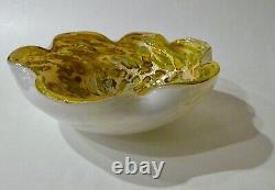 MURANO Venetian Abstract Splatter and Silver Aventurine Art Glass Bowl VINTAGE