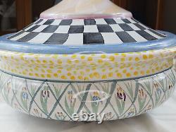 Mackenzie Childs Bowlderole Lidded With Spoon Black White Courtly Check Tureen