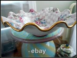 Mackenzie Childs Honeymoon Rose Petal Large Bowl-never Usedvtgold Logo14