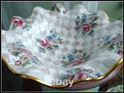 Mackenzie Childs Honeymoon Rose Petal Large Bowl-never Usedvtgold Logo14