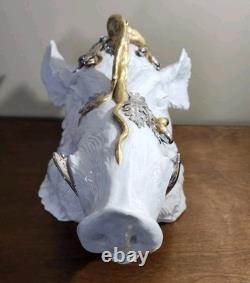 Magnani Porcelain Wild Boar Soup Tureen RARE, VTG