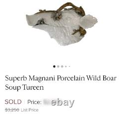 Magnani Porcelain Wild Boar Soup Tureen RARE, VTG