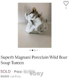 Magnani Porcelain Wild Boar Soup Tureen RARE, VTG
