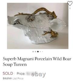 Magnani Porcelain Wild Boar Soup Tureen RARE, VTG
