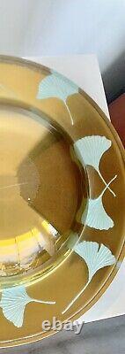 Magnificent Stephen Schlanser Ginkgo Gold Glass Bowl Signed 16W