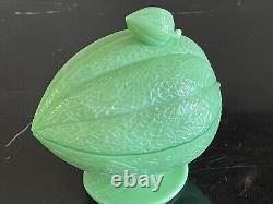 Martha Stewart Commissioned Jadeite Lidded Footed Melon Bowl or Candy Dish