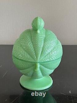 Martha Stewart Commissioned Jadeite Lidded Footed Melon Bowl or Candy Dish