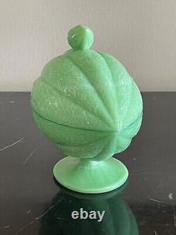 Martha Stewart Commissioned Jadeite Lidded Footed Melon Bowl or Candy Dish