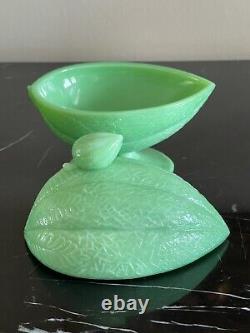 Martha Stewart Commissioned Jadeite Lidded Footed Melon Bowl or Candy Dish