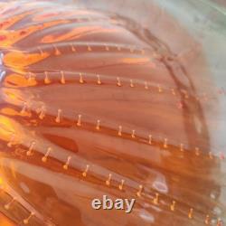 Massive Hand-Blown Art Glass Bowl 17 Murano-Style Orange Green Centerpiece