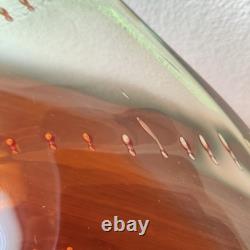 Massive Hand-Blown Art Glass Bowl 17 Murano-Style Orange Green Centerpiece