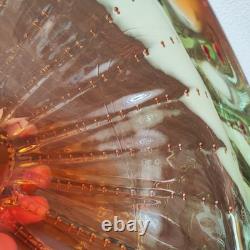Massive Hand-Blown Art Glass Bowl 17 Murano-Style Orange Green Centerpiece