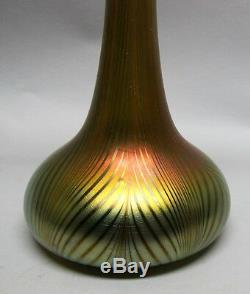 Massive & Rare Iridized 15 QUEZAL ART GLASS Jack-in-the-Pulpit Vase antique