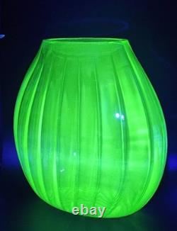 Massive Uranium Glass Fish Bowl 12 Glows Beautiful Rare Piece WON'T LAST