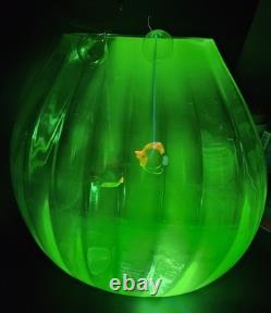Massive Uranium Glass Fish Bowl 12 Glows Beautiful Rare Piece WON'T LAST