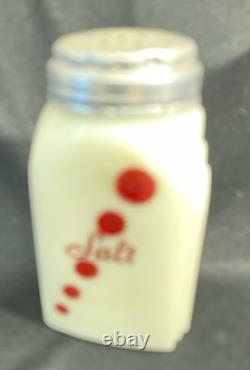 McKee Depression Glass RARE Custard Red Dots 4 Shakers S, P, F, S