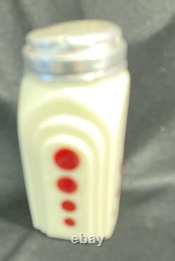 McKee Depression Glass RARE Custard Red Dots 4 Shakers S, P, F, S
