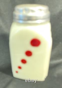 McKee Depression Glass RARE Custard Red Dots 4 Shakers S, P, F, S