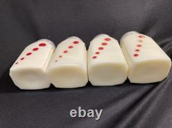 McKee Depression Glass RARE Custard Red Dots 4 Shakers S, P, F, S