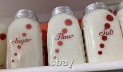 McKee Depression Glass RARE Custard Red Dots 4 Shakers S, P, F, S