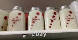 McKee Depression Glass RARE Custard Red Dots 4 Shakers S, P, F, S