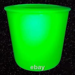 McKee Jadeite Round Refrigerator Canister Dish Bowl with Lid Uranium Glass Glow