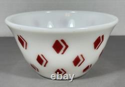 McKee Mixing Bowl Red Diamond Check Art Deco 8 Size Milk Glass