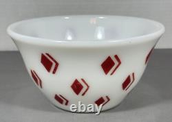 McKee Mixing Bowl Red Diamond Check Art Deco 8 Size Milk Glass