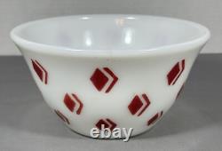 McKee Mixing Bowl Red Diamond Check Art Deco 8 Size Milk Glass