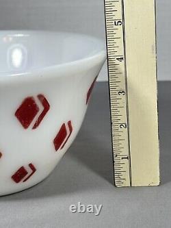 McKee Mixing Bowl Red Diamond Check Art Deco 8 Size Milk Glass