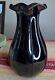 McKee Or Cambridge Elegant Black Amethyst Milk Glass Vertical Rib Vase Art Deco