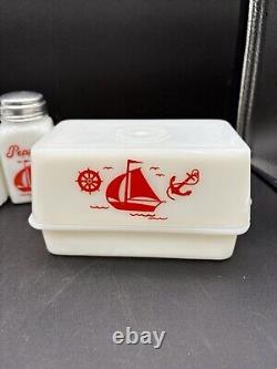 McKee Sail Boat Milk Glass Set