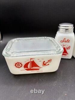 McKee Sail Boat Milk Glass Set