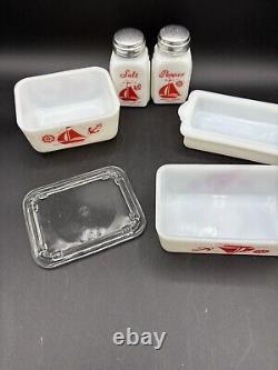 McKee Sail Boat Milk Glass Set