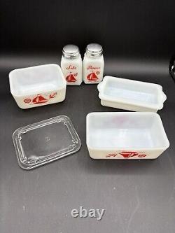 McKee Sail Boat Milk Glass Set